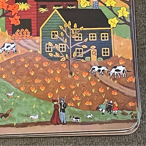 Vintage set of 4 large Cork backed Acorn Farms Medana Gabbard 11.25”x 16.3/4” - Picture 3 of 9